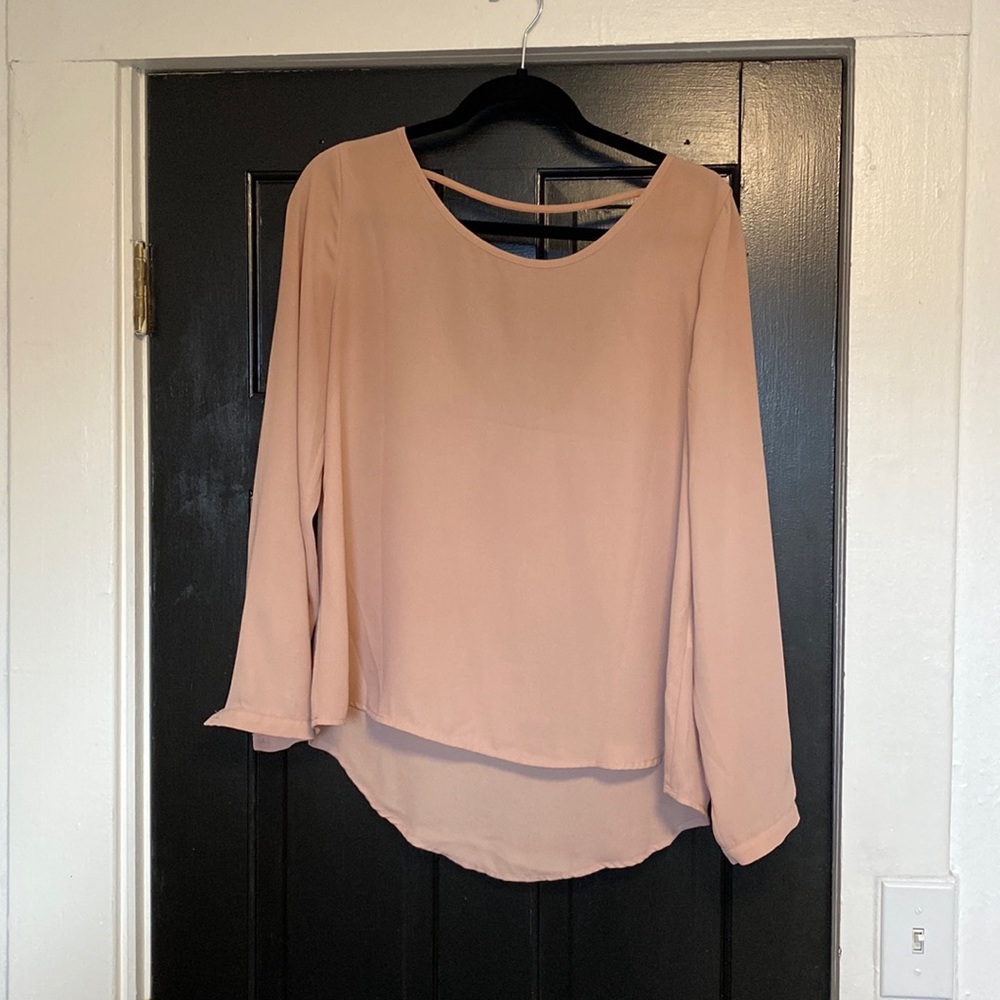 forever 21 light tan long sleeve blouse
